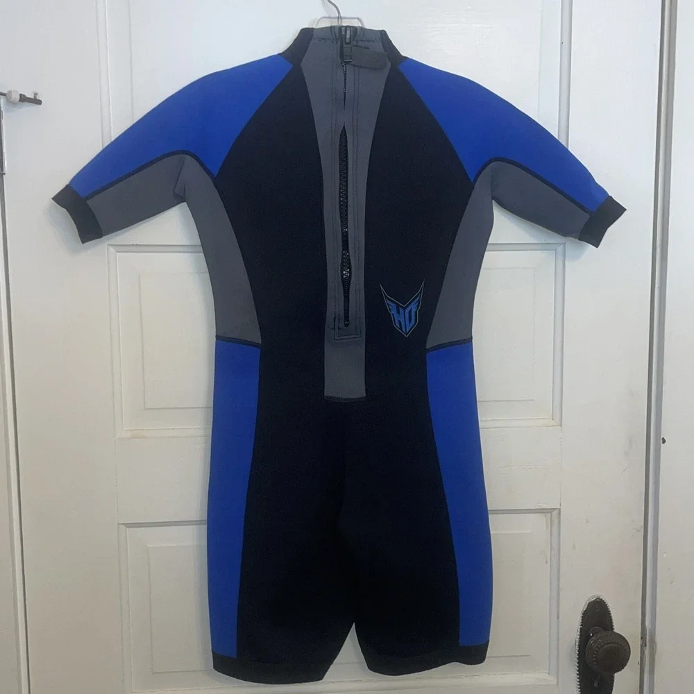 HO Sports Wetsuit Juniors 14 Shorty Spring Suit Blue Black Surf Swim Water Sport